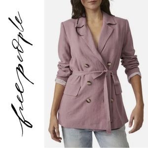 NWT FREE PEOPLE OLIVIA LINEN BLEND BLAZER DUSTY PURPLE